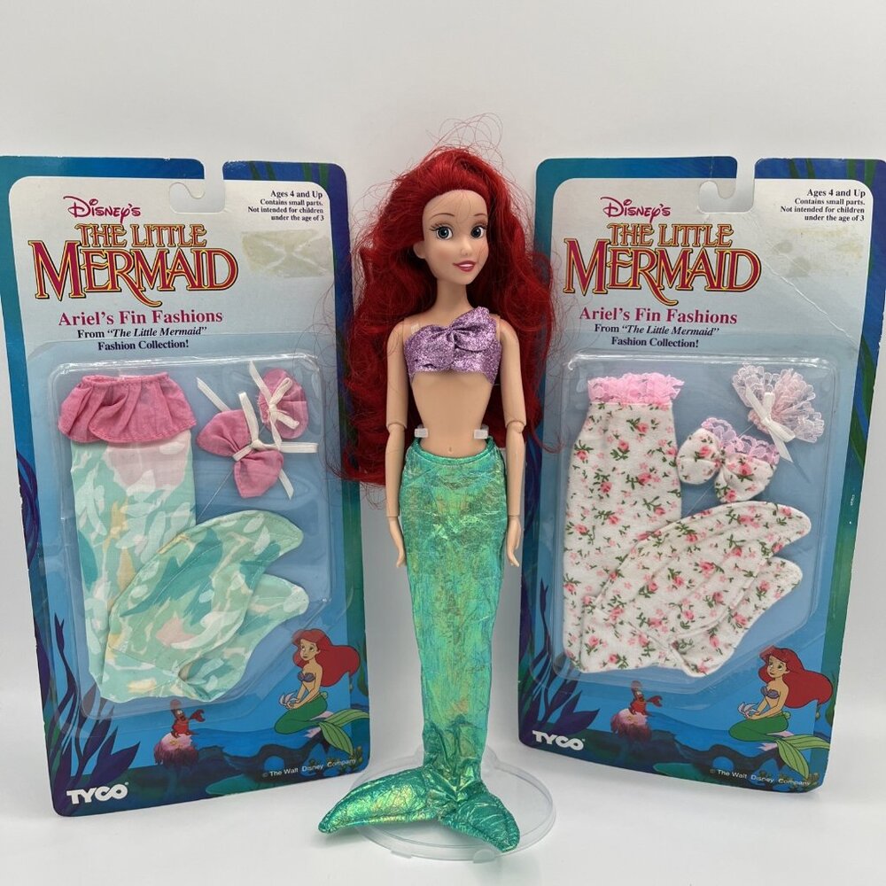 Disney Store The Little Mermaid‎ Ariel Barbie Doll with Fin Fashions NOS Tyco